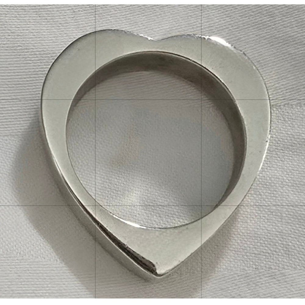 Vintage Modernist Solid 925 Sterling Silver Chunky Heart Slice Ring - Size 7